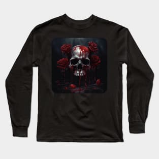 Rose Skull Blood Long Sleeve T-Shirt